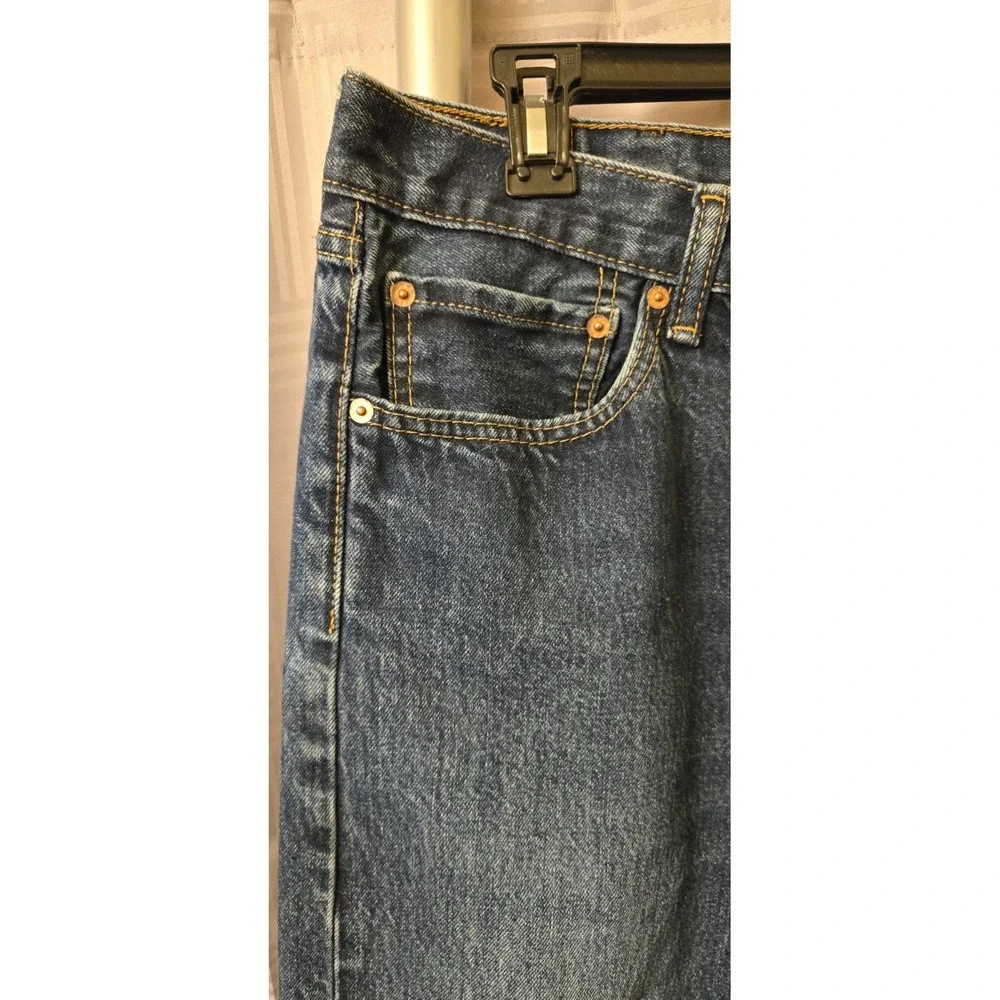 Levis 505 Mens Blue Jeans Dark Wash Denim Straight Pants 38x30 (Fits 36x28) Flaw